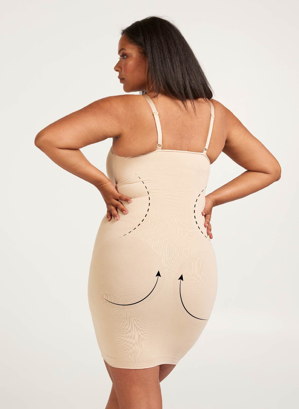 ZizziShapewear jurk met dunne bandjes, Beige, Model image number 1