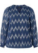 Bedrukte blouse met V-halslijn, Blauw, Packshot image number 0