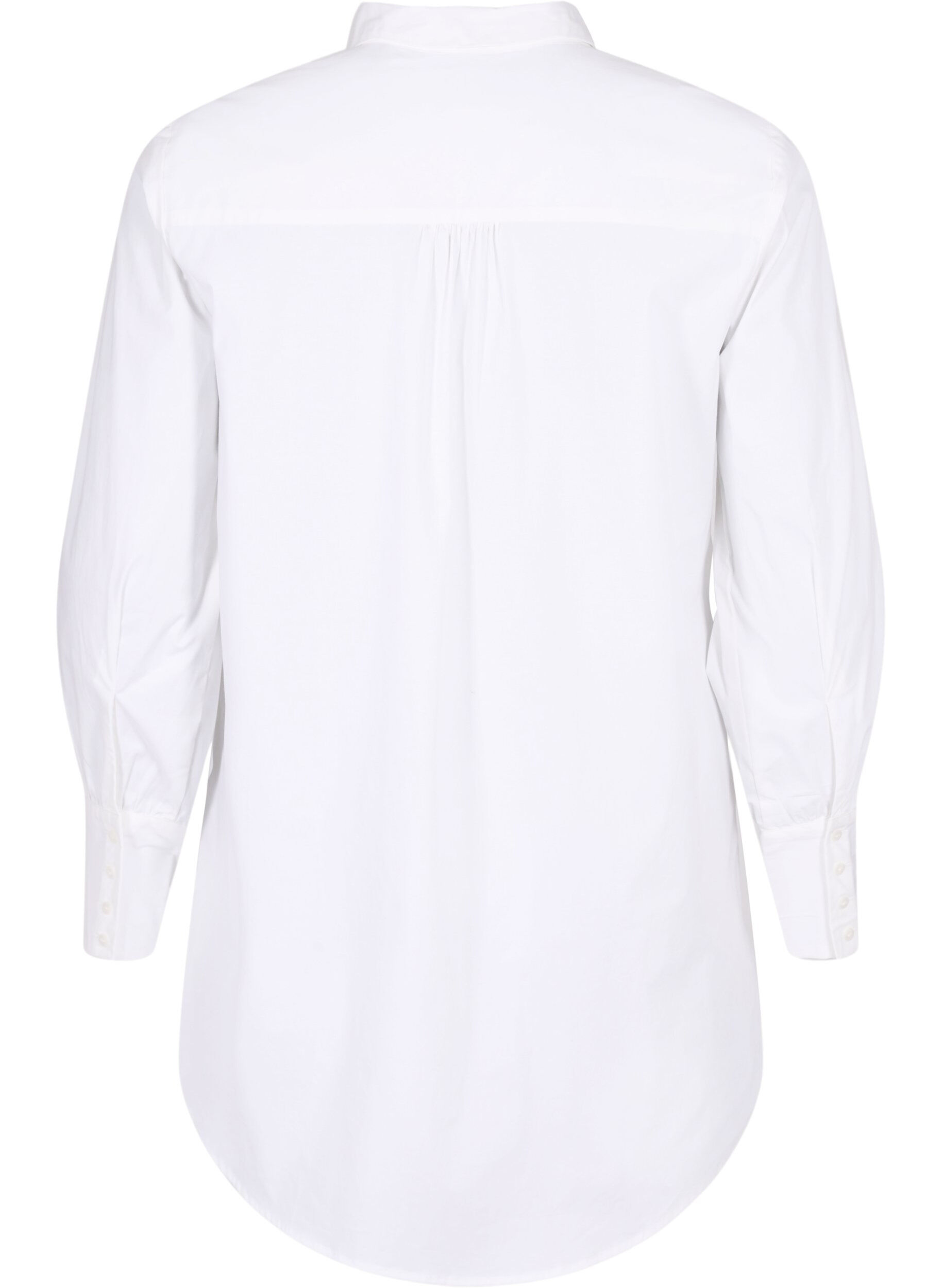 ZizziLange katoenen shirt, Bright White, Packshot image number 1