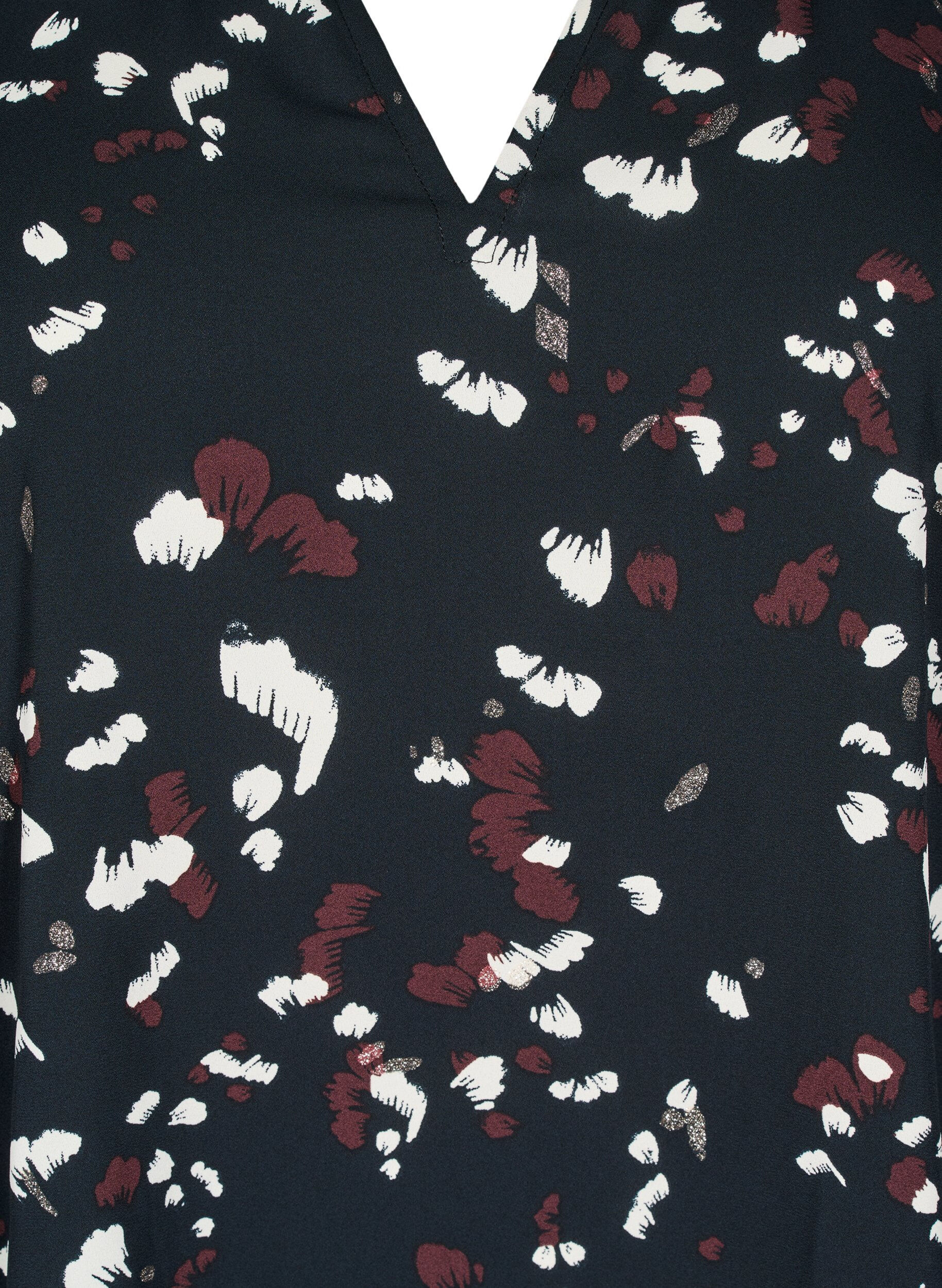 ZizziBlouse met print en ruchedetails, Zwart, Packshot image number 2