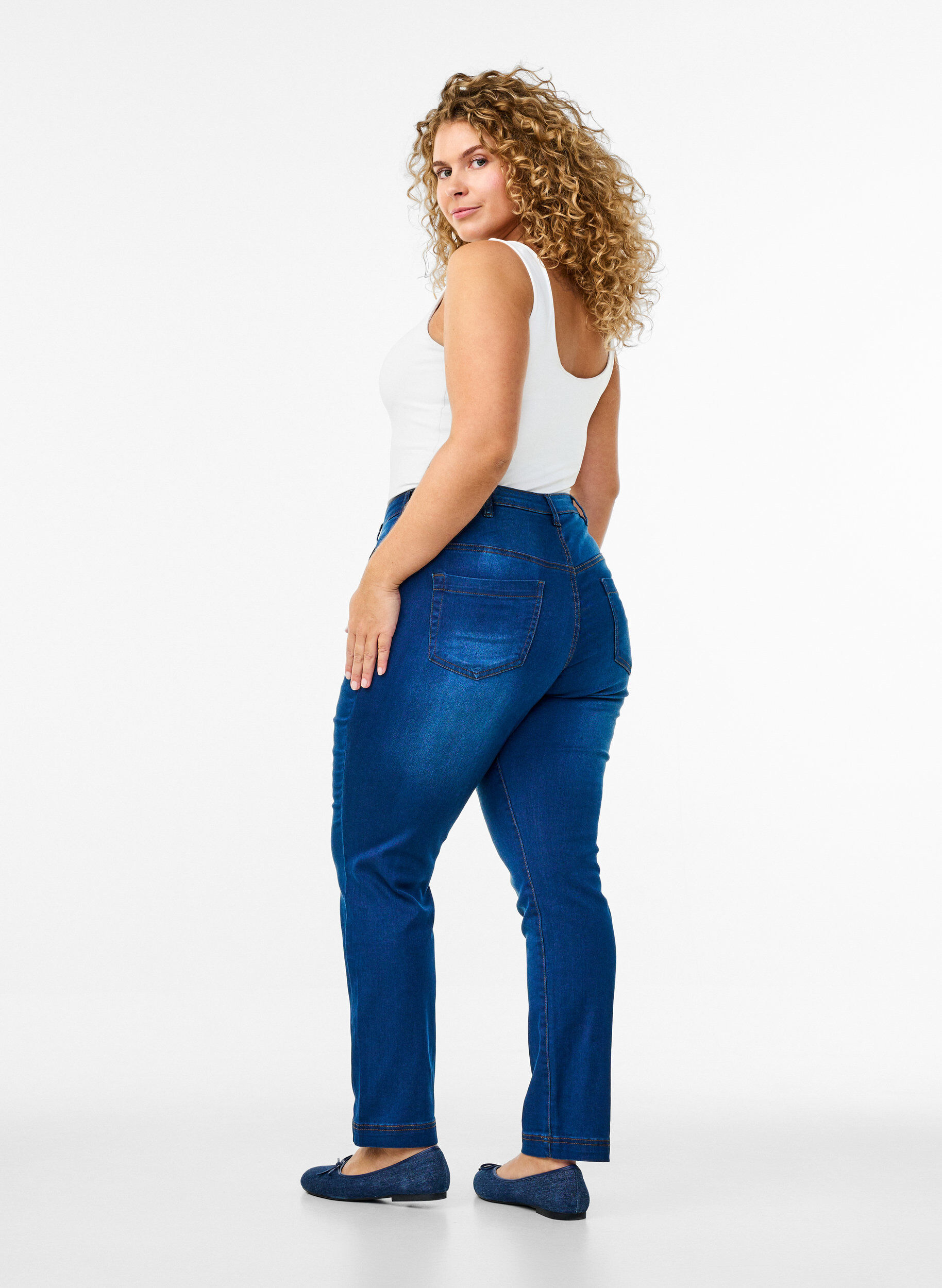 ZizziSlim fit Emily jeans met normale taille, Blauw, Model image number 1