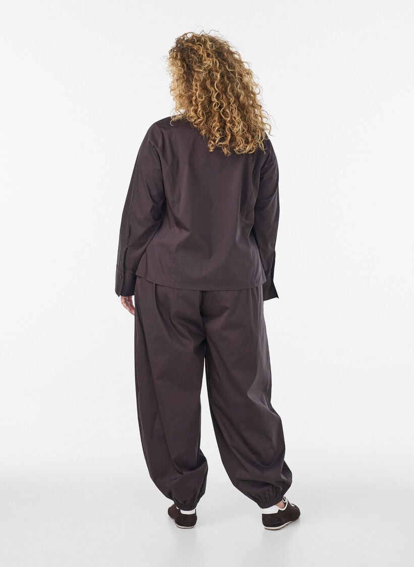 Kort overhemd met tweewegrits, Bruin, Model