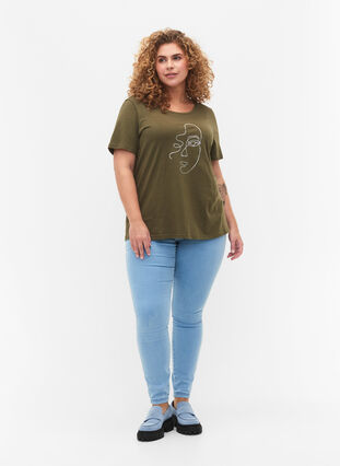 T-shirt en coton avec imprimé scintillant, Ivy G. Shimmer Face, Model image number 2