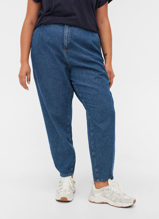 Slouchy-fit jeans van katoen, Blue denim, Model image number 2