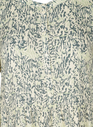 Robe en viscose à manches courtes en forme trapèze , Balsam Green AOP, Packshot image number 2