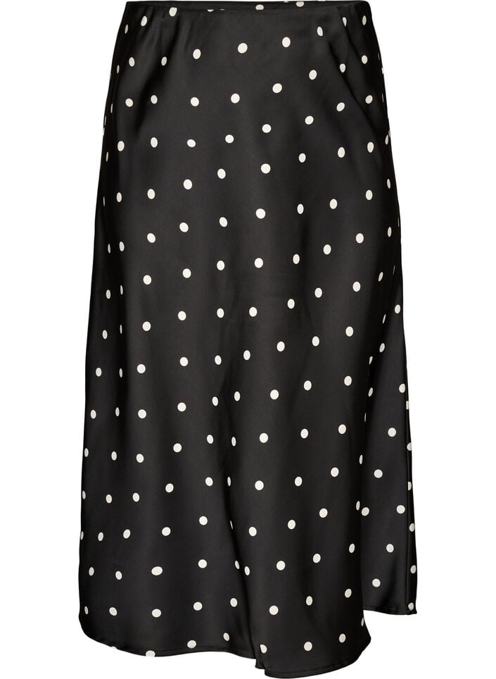 Jupe midi en satin, Noir, Packshot image number 0