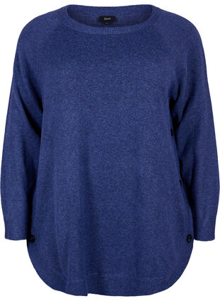 Pull en tricot avec des boutons, Navy Blazer Mel., Packshot image number 0