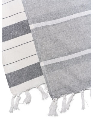 Lot de 2 serviettes rayées avec franges, 2-Pack Grey, Packshot image number 2