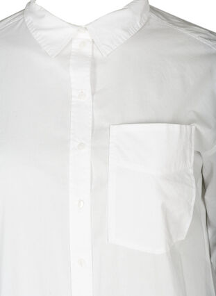 Chemise longue en coton avec poches poitrine, Bright White, Packshot image number 2