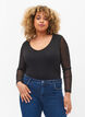 Nauwsluitende mesh top met v-hals, Black, Model image number 0
