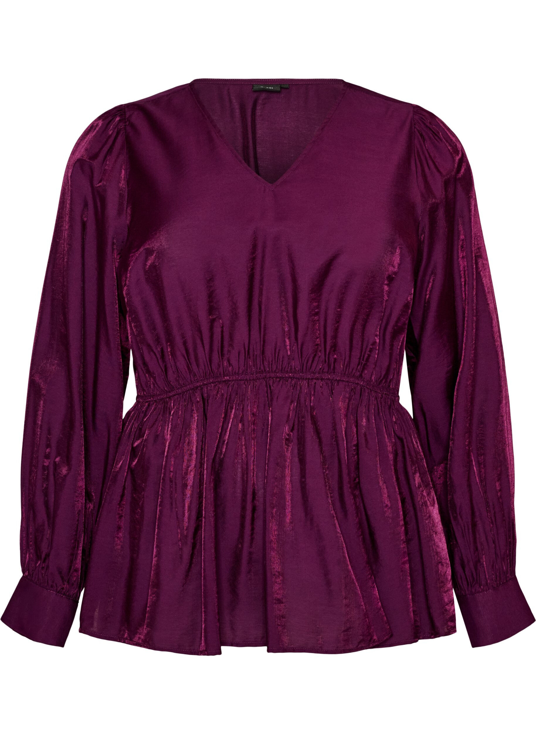 Glanzende viscose blouse met peplumeffect