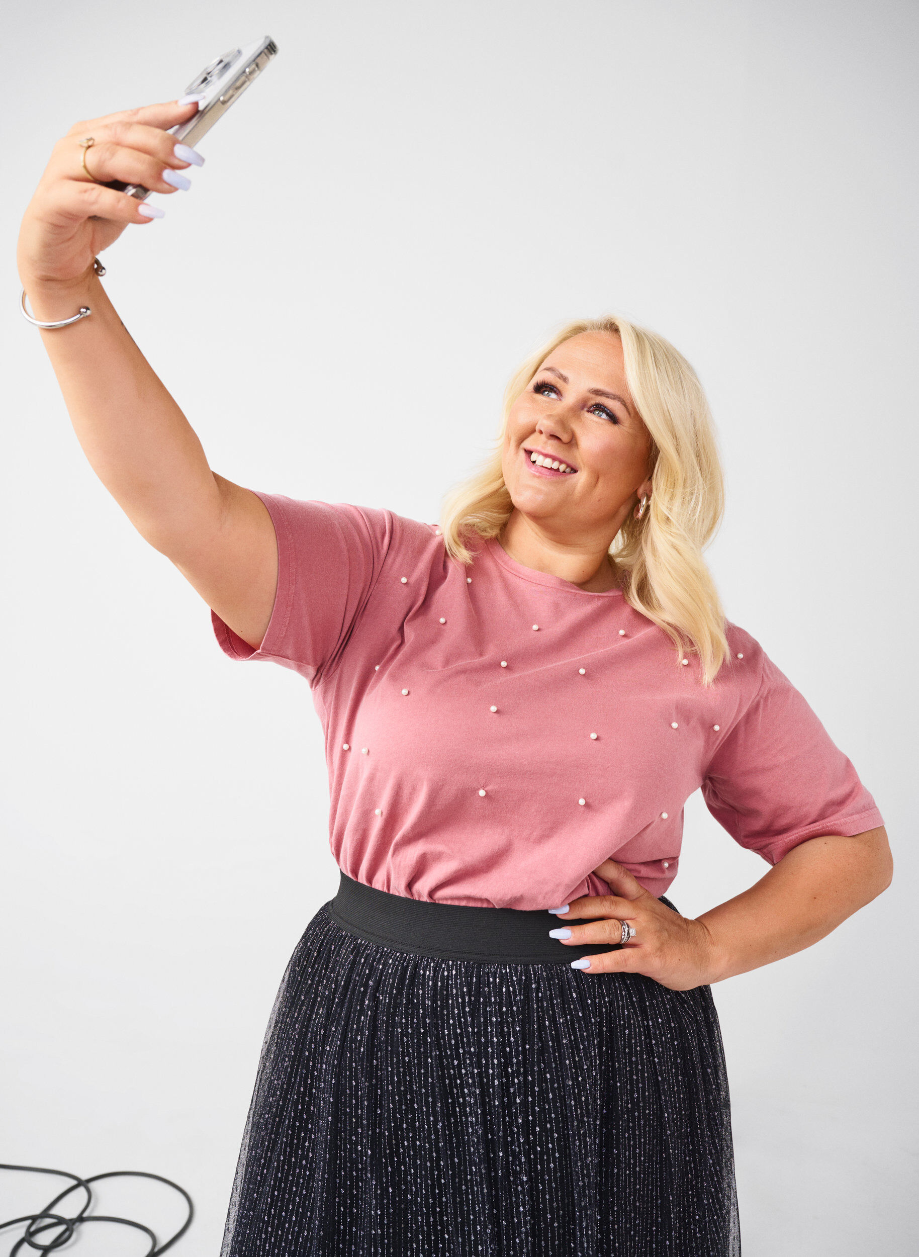 ZizziT-shirt met parels, Heather Rose Washed, Image image number 0