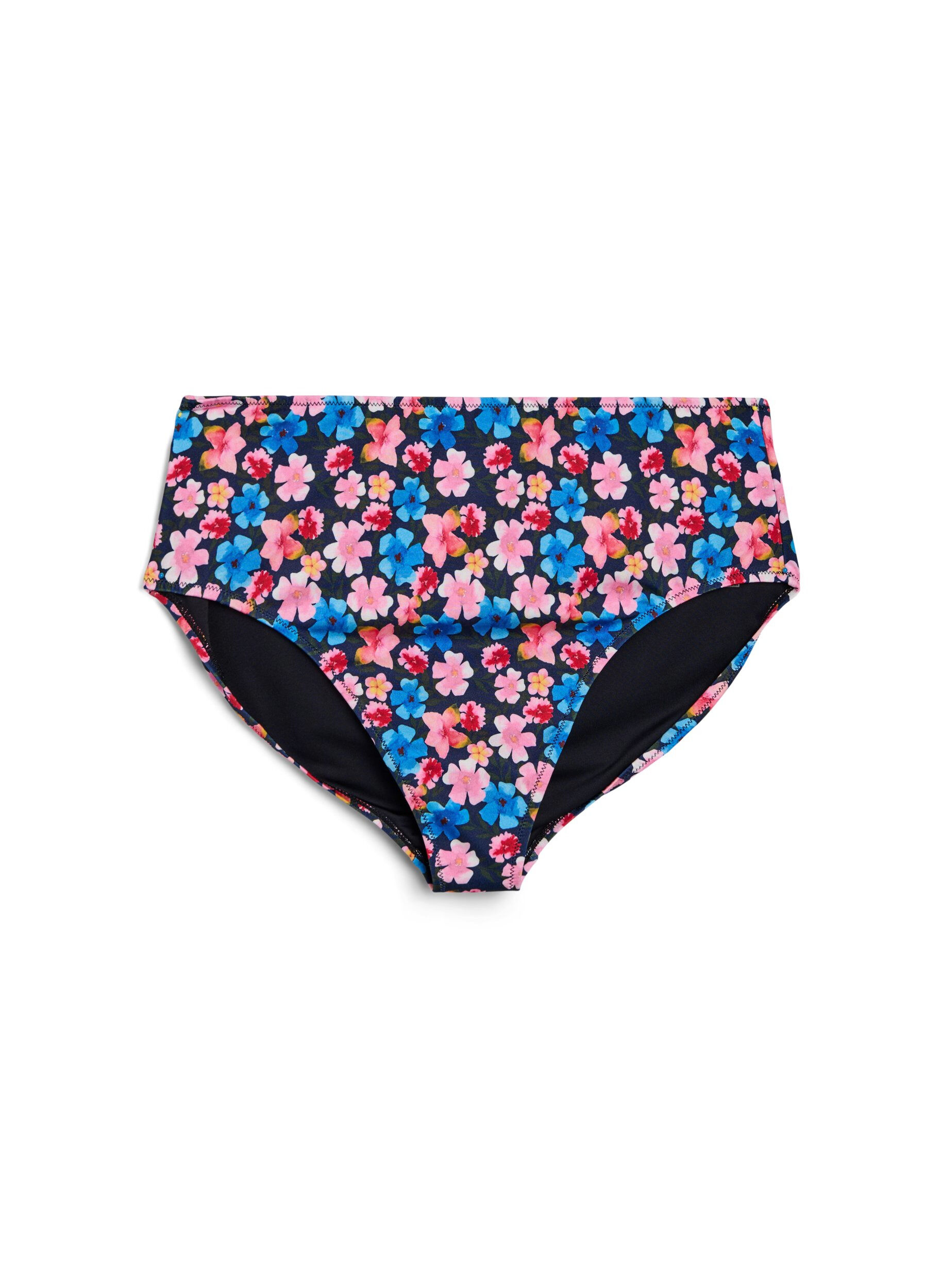 ZizziHoog getailleerde bloemrijke bikini broekjes, Rood, Packshot image number 0