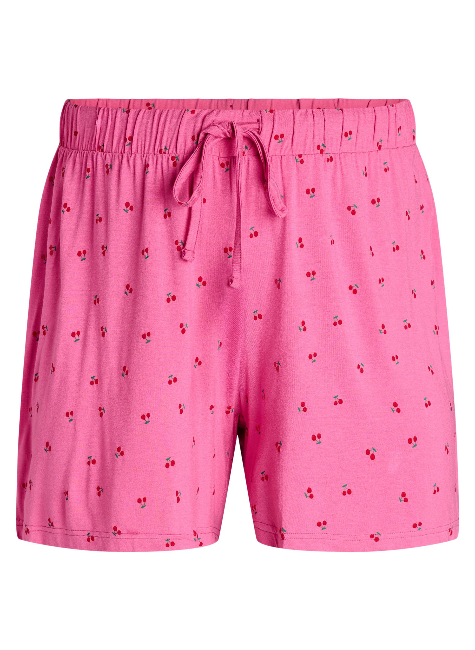ZizziPyjamashorts in viscose jersey met een all-over print, Roze, Packshot image number 0