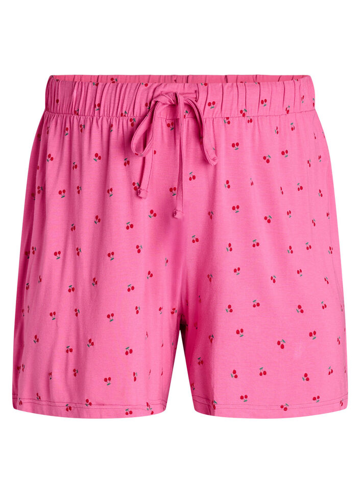 Pyjamashorts in viscose jersey met een all-over print, Roze, Packshot image number 0