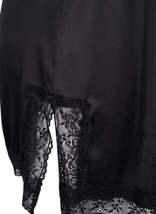 Robe de nuit avec dentelle et fente, Black, Packshot image number 3