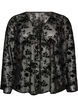 Blouse en maille ouverte devant avec motif floral, Noir, Packshot image number 0