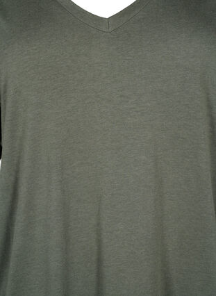 T-shirt à col en V surdimensionné de couleur unie, Thyme, Packshot image number 2