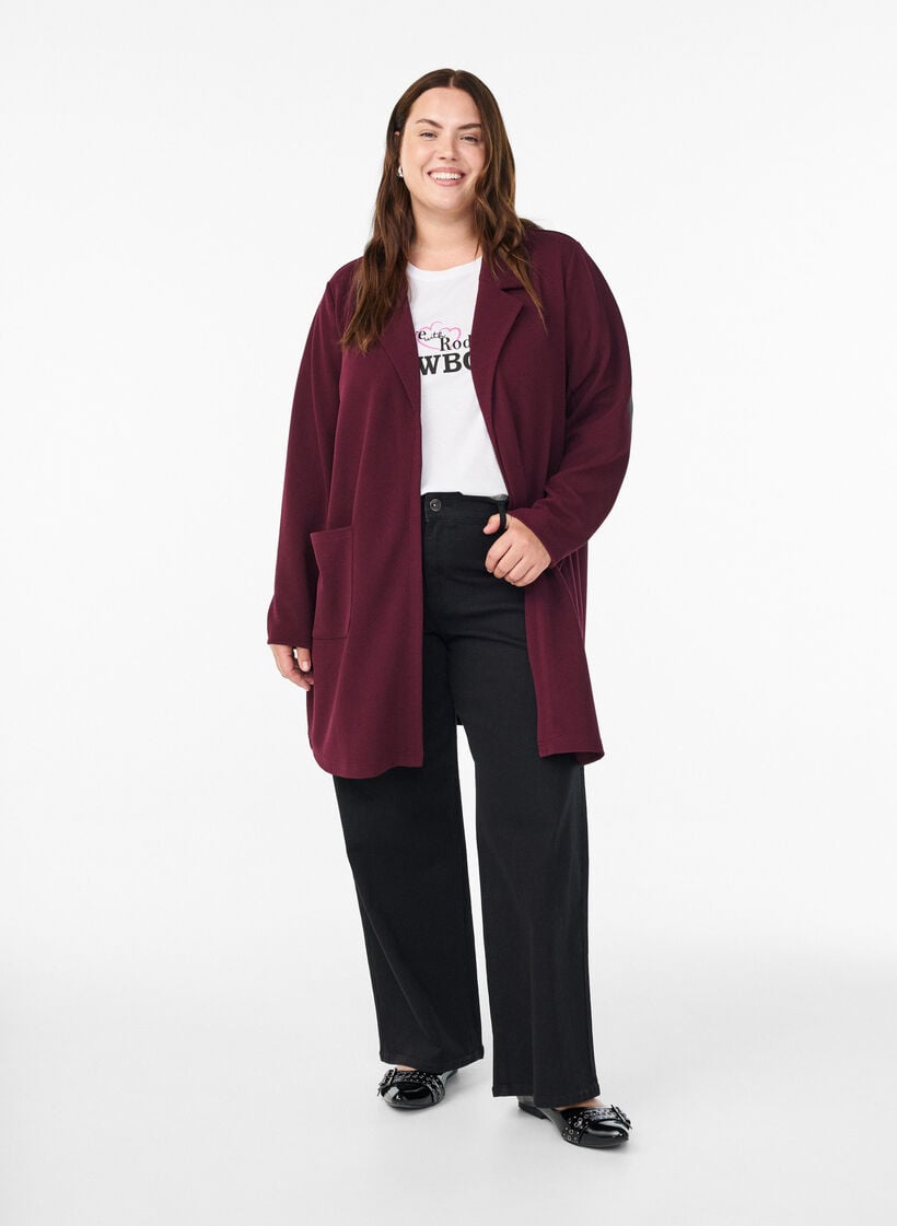 Blazer long avec des poches, Bordeaux, Model image number 1