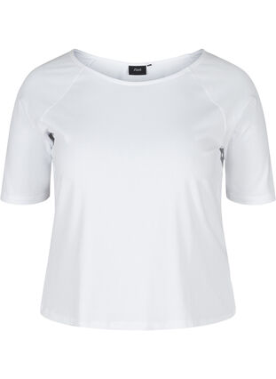 Katoenen t-shirt met 2/4 mouwen, White, Packshot image number 0