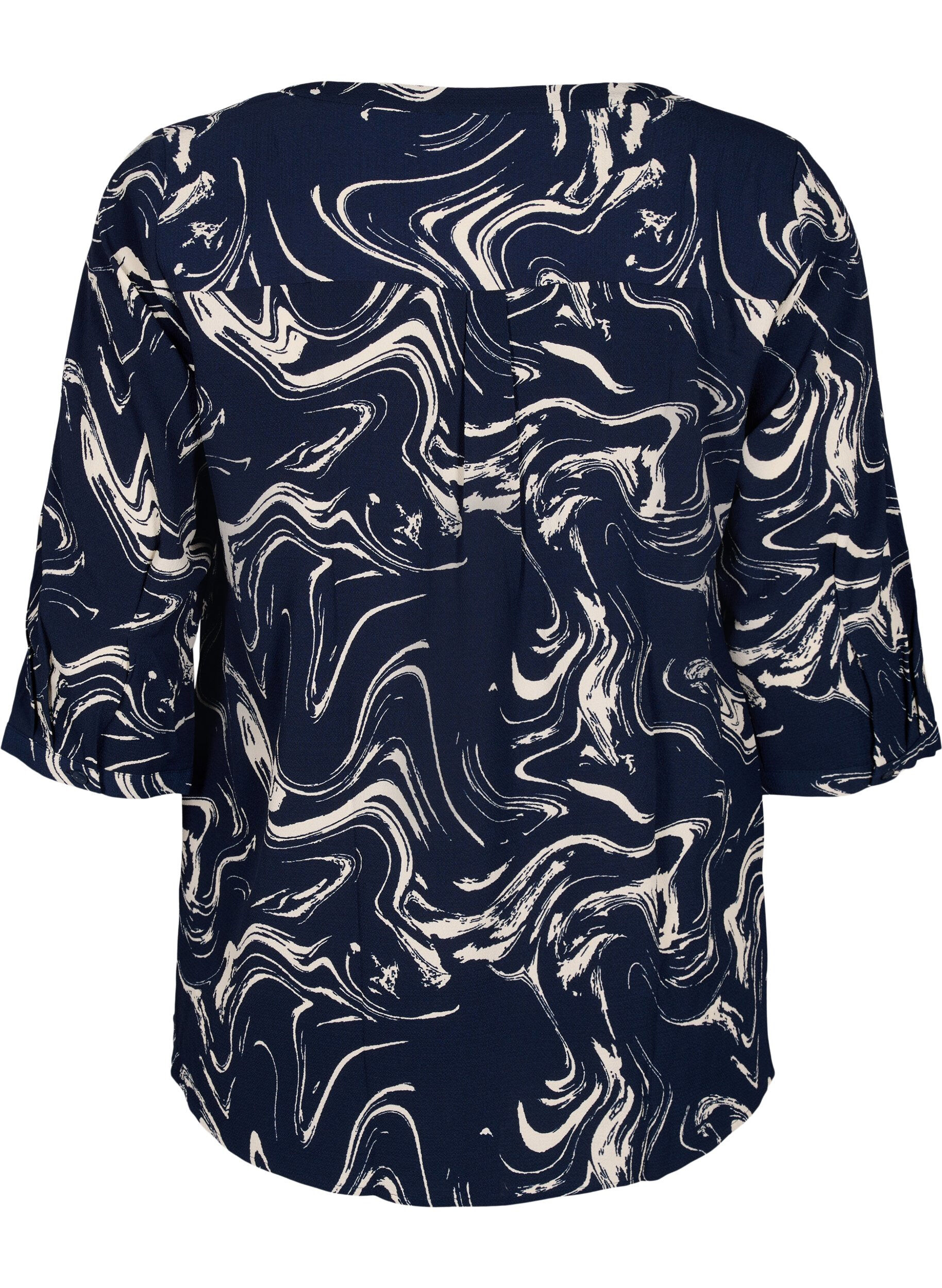 ZizziBedrukte blouse met 3/4 mouwen, N. Blazer Swirl AOP, Packshot image number 1
