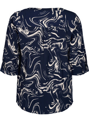 Bedrukte blouse met 3/4 mouwen, N. Blazer Swirl AOP, Packshot image number 1