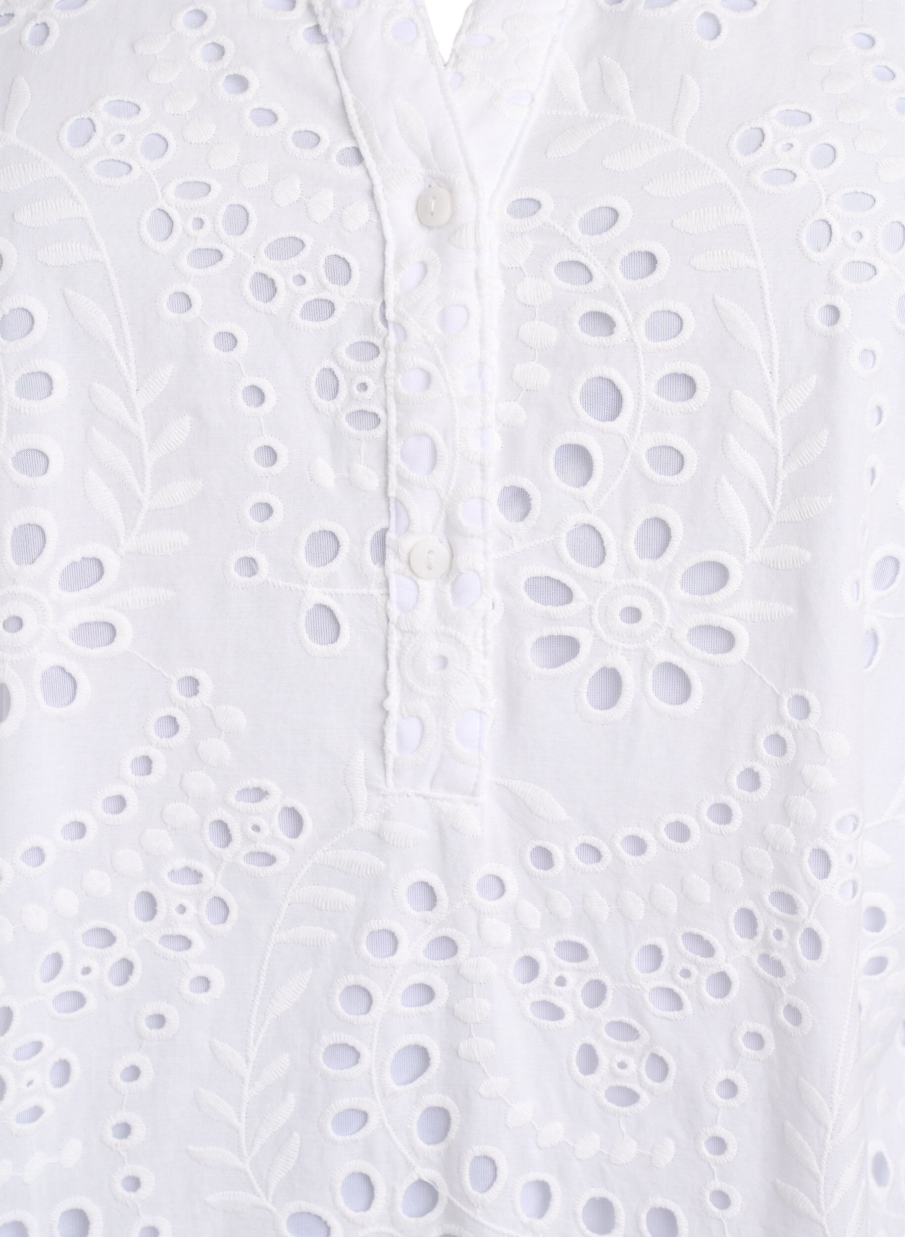 Zizzi Robe en broderie anglaise avec manches &agrave; volants, Blanc, Packshot image number 2