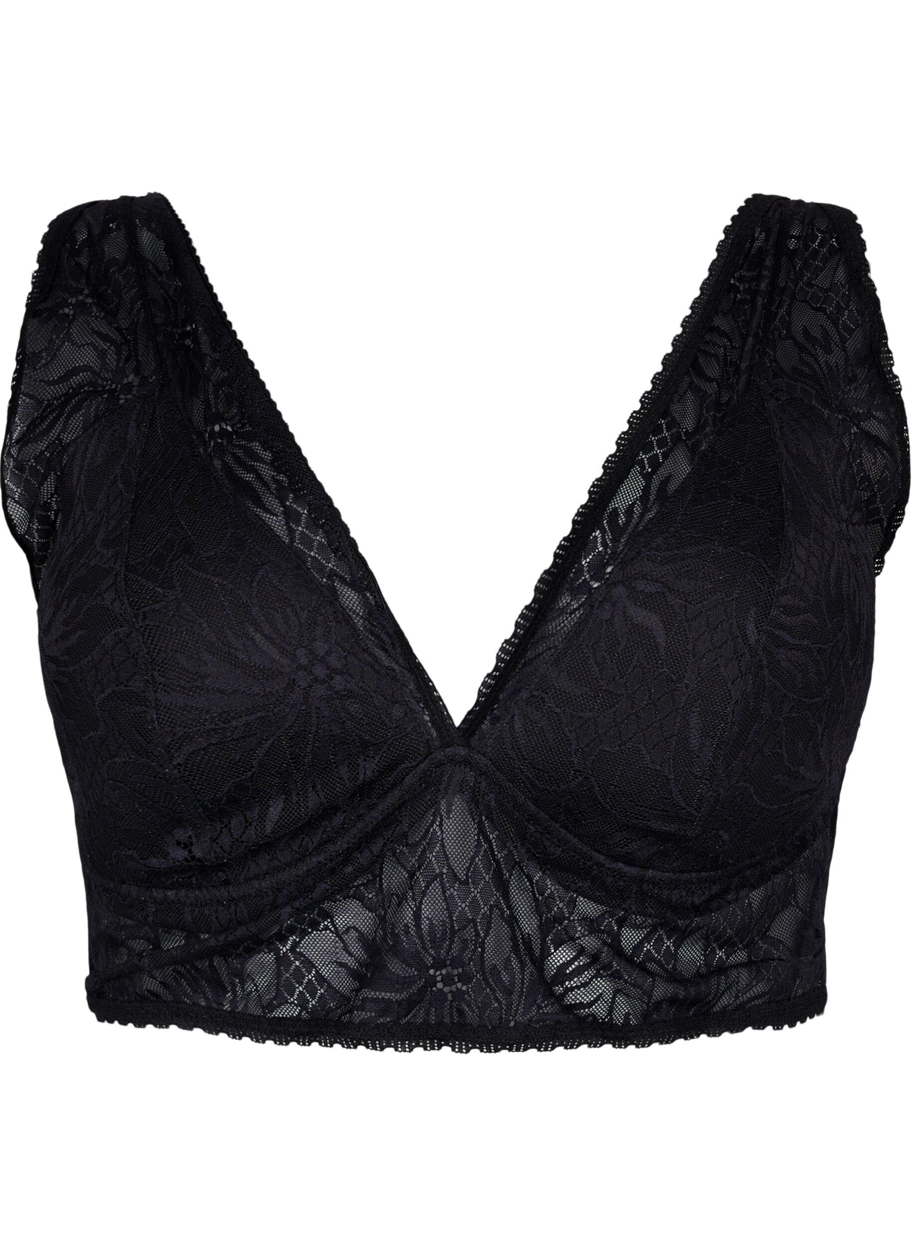 Zizzi Bralette en dentelle avec rembourrage doux, Black, Packshot image number 0