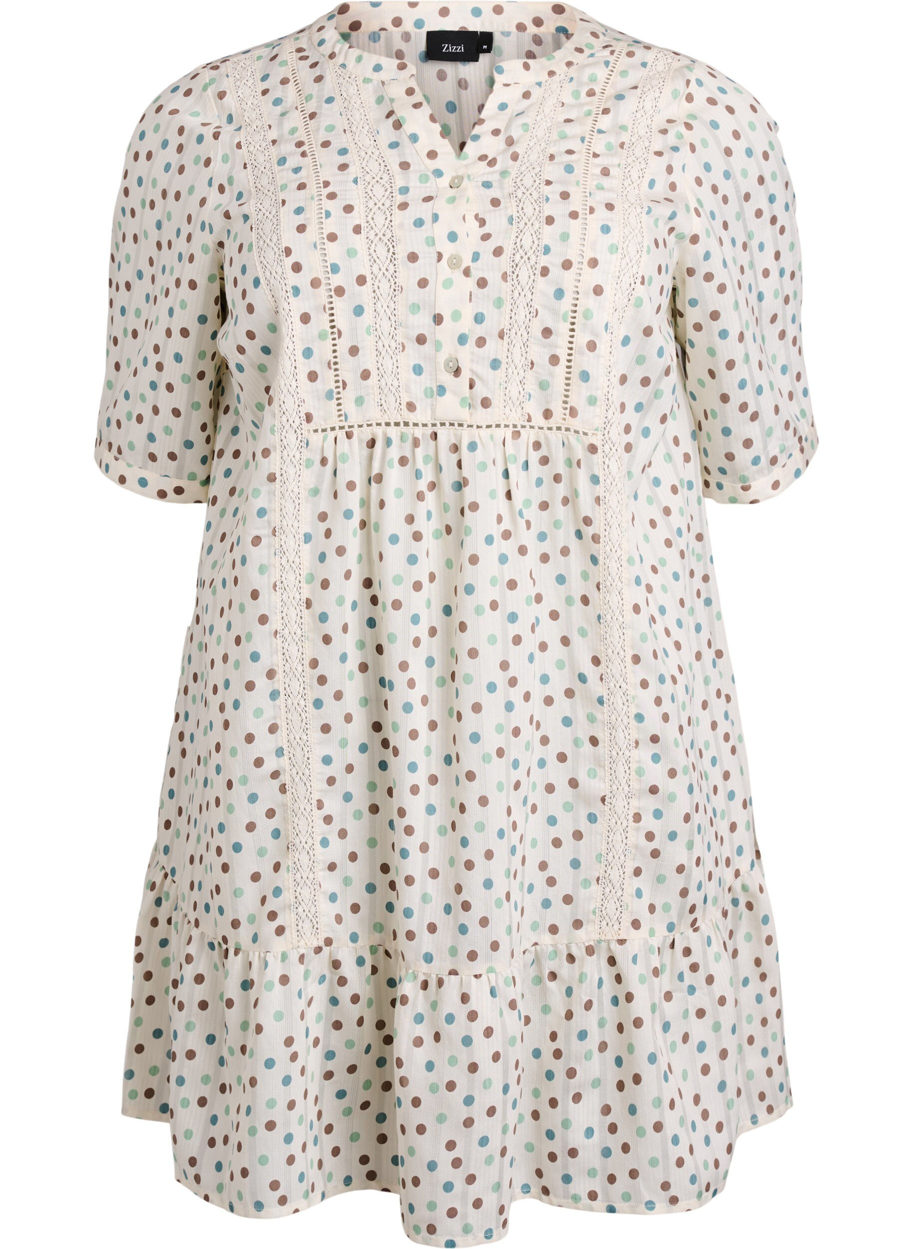 Zizzi Robe courte en viscose avec bordure en dentelle et coupe trap&egrave;ze, Blanc, Packshot image number 0