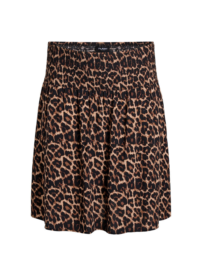 Korte rok met gesmokte taille, Bruin, Packshot image number 0