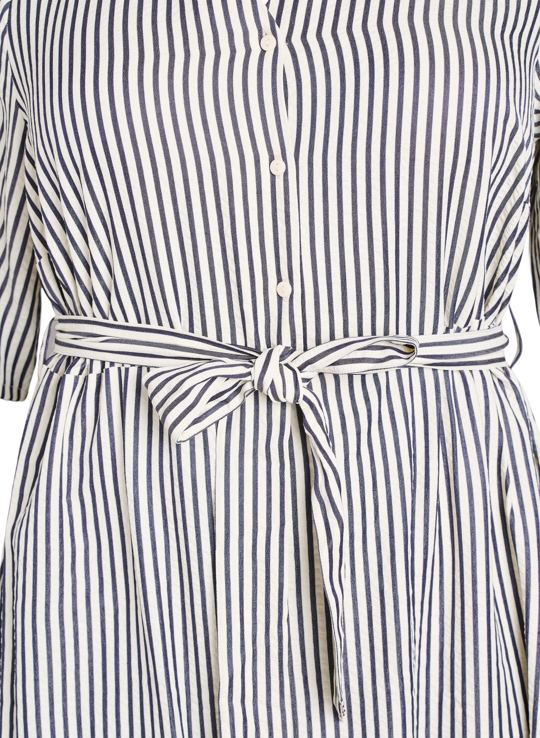 ZizziRobe-chemise longue jusqu&rsquo;aux chevilles avec ceinture &agrave; nouer et rayures, Noir, Packshot image number 2