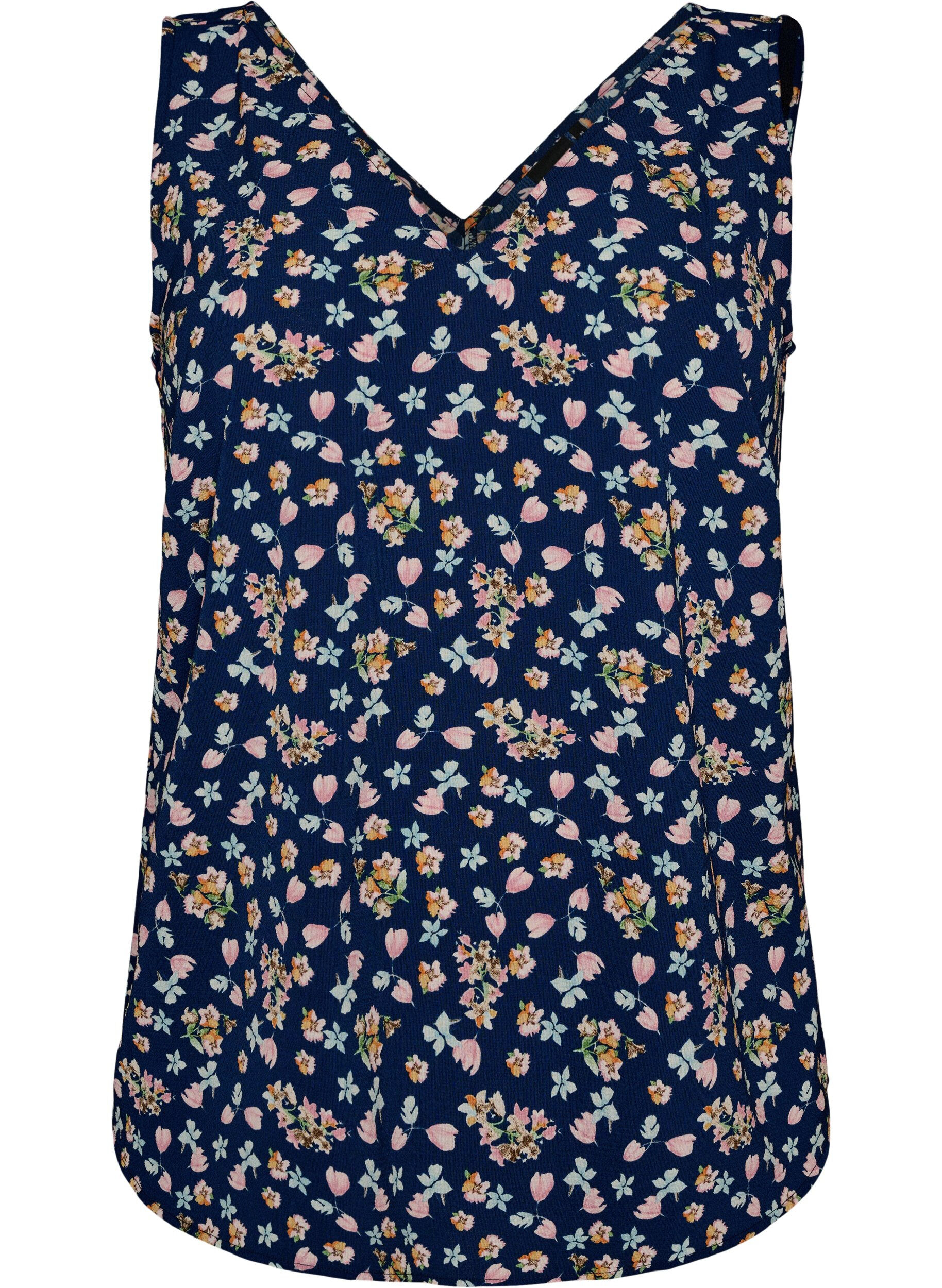 Top met print en V-hals
