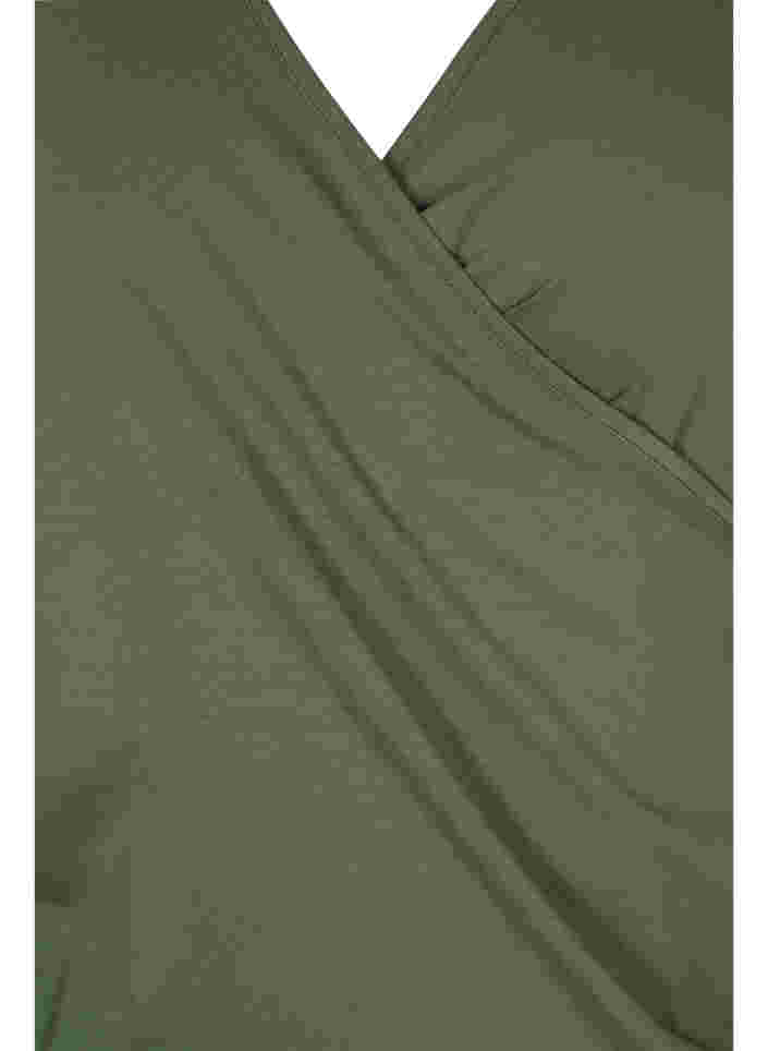 Katoenen blouse met 3/4 mouwen en wikkel, Thyme, Packshot image number 2