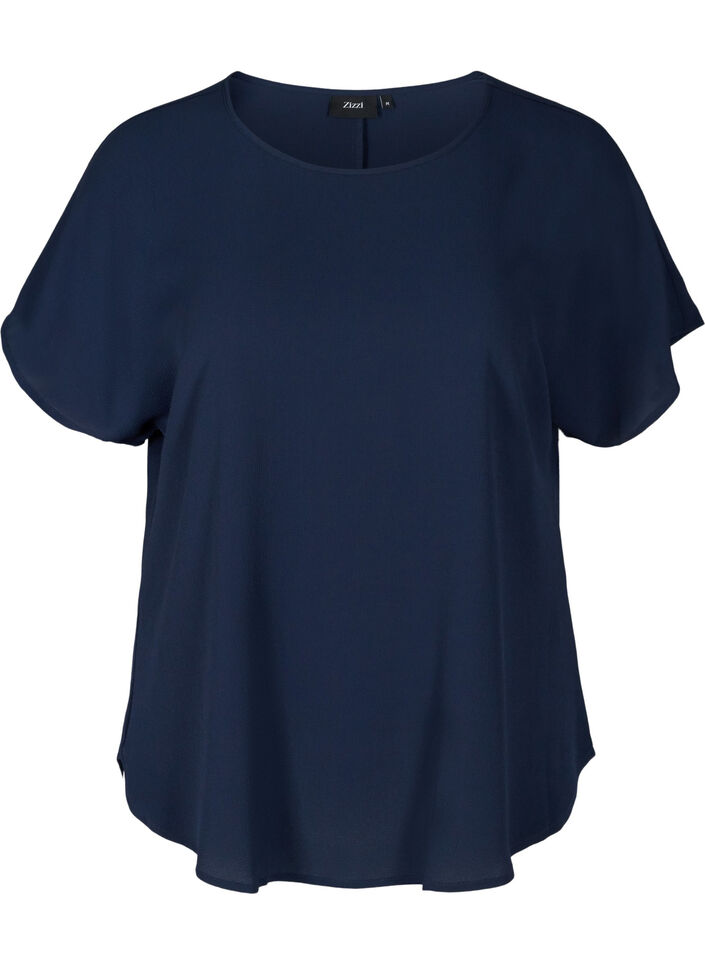 Top met korte mouwen en ronde hals, Blauw, Packshot image number 0