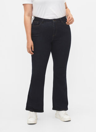 Jeans bootcut Ellen à taille haute, Raw Unwash, Model image number 2