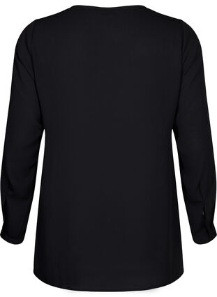 Overhemd met lange mouwen en v-hals, Black, Packshot image number 1