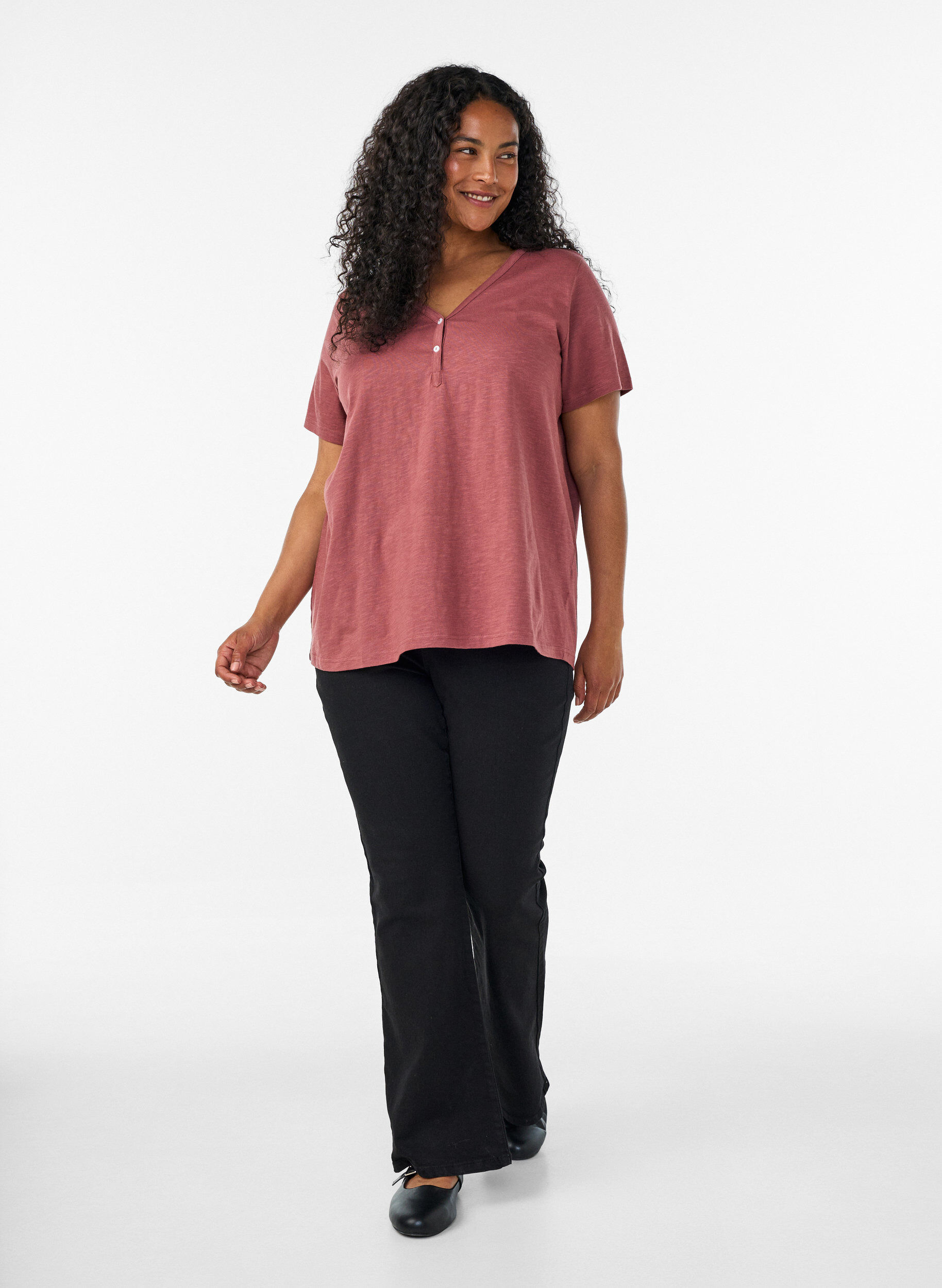 ZizziT-shirt dot&eacute; de boutons, Cuivr&eacute;, Model image number 1