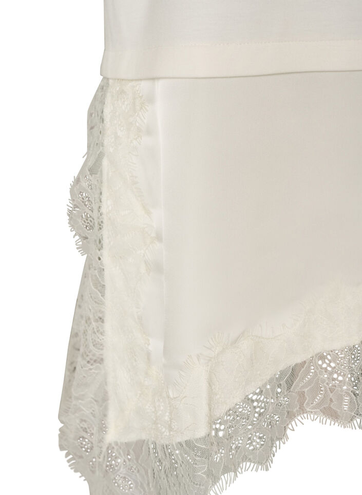Blouse en jersey avec effet superpos&eacute; et dentelle, Vanille, Packshot image number 3