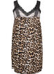 Spaghetti-jurk van viscose met kant, Leopard, Packshot image number 1
