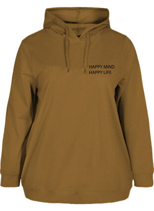 Sweatshirt met capuchon en print, Spruce Yellow Mel., Packshot image number 0