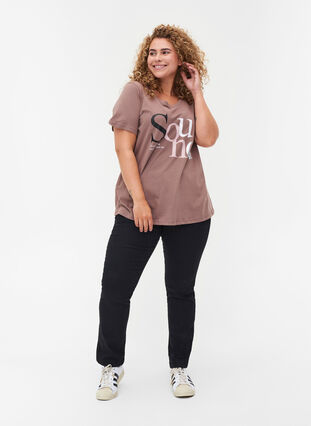 T-shirt en coton bio avec imprimé, Deep Taupe, Model image number 2
