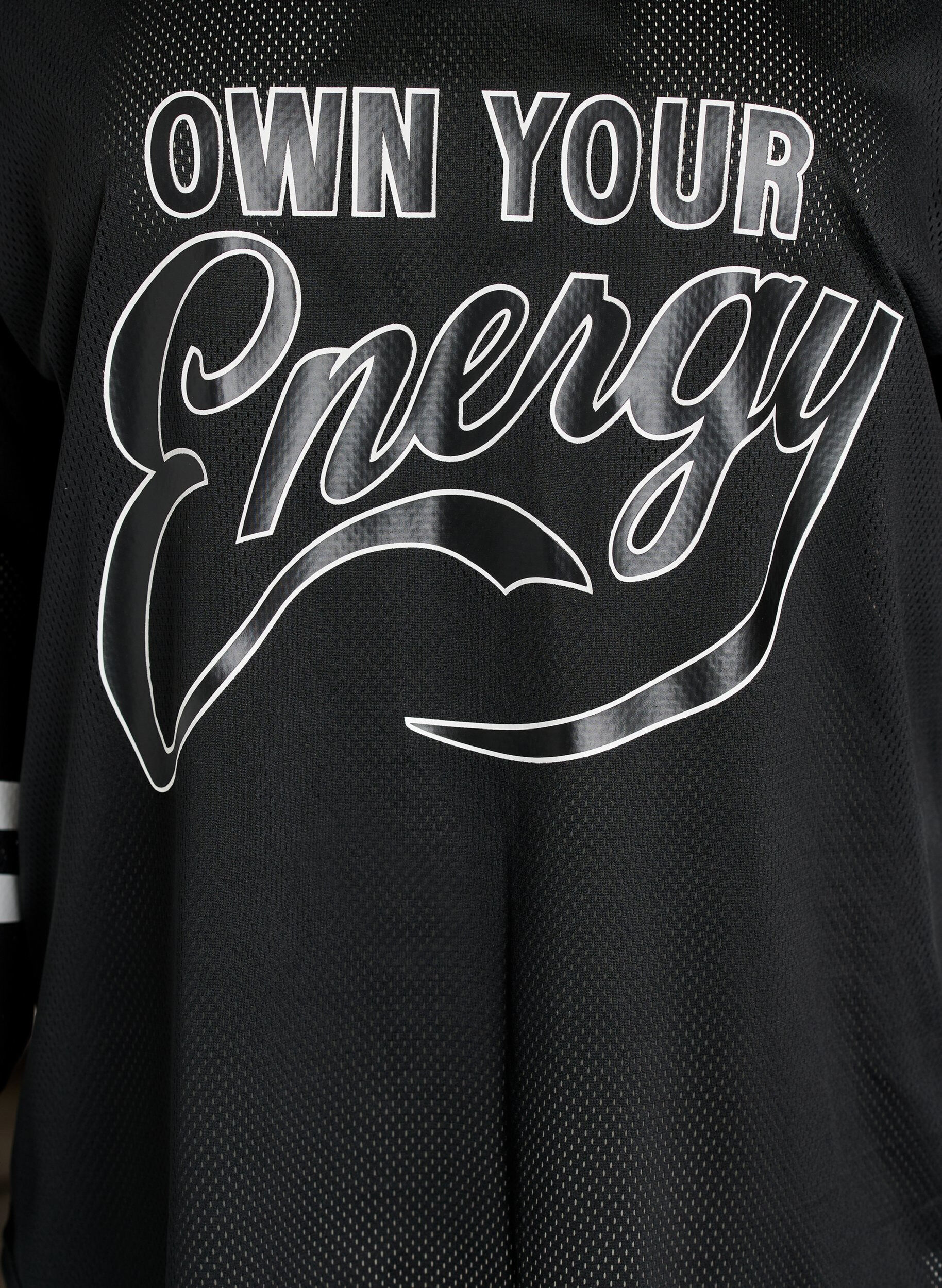 ZizziSporty mesh-top met tekstprint, Zwart, Packshot image number 2