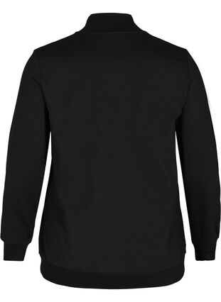 Sweatshirt met ritssluiting en hoge hals, Black w. Burlwood, Packshot image number 1