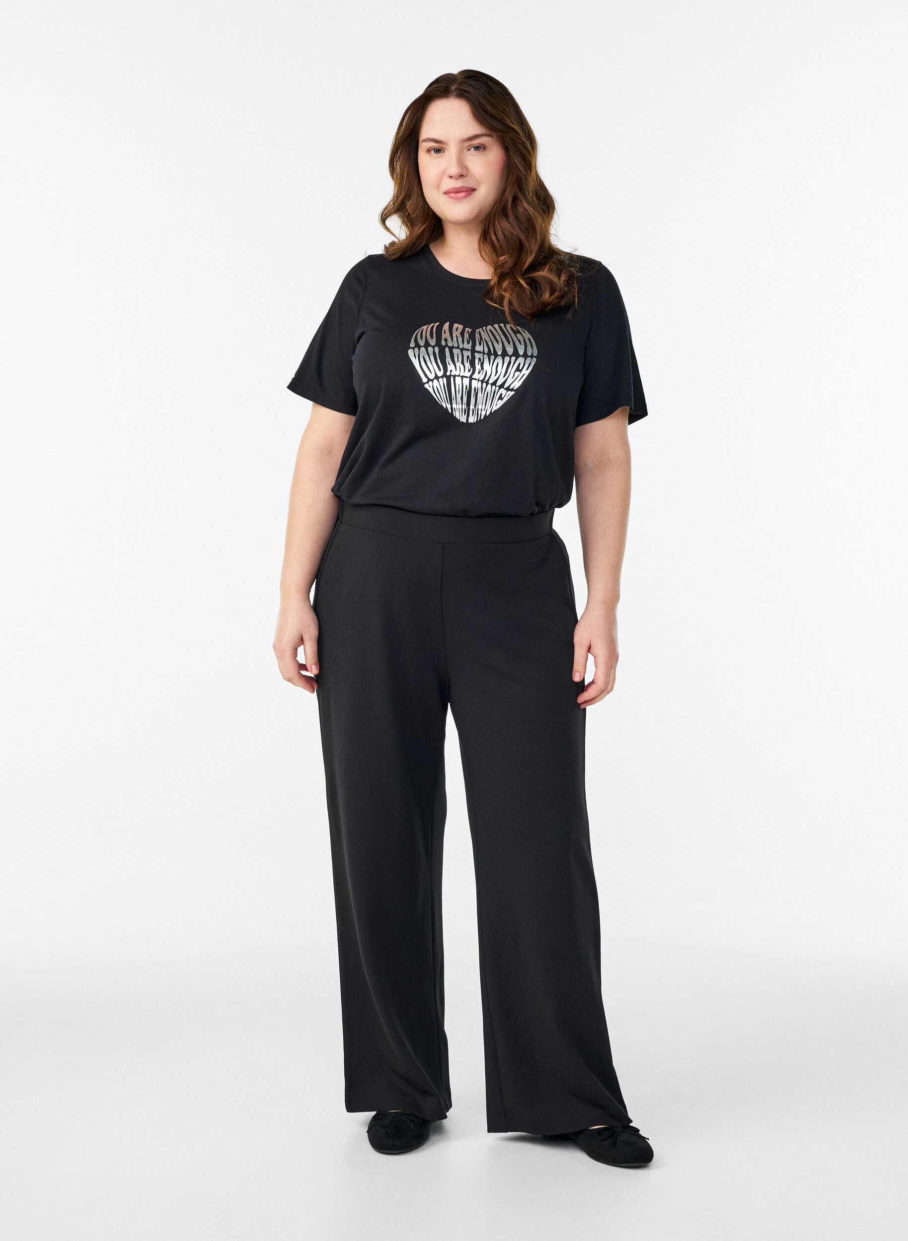 Broek met wijde pijpen, Zwart, Model