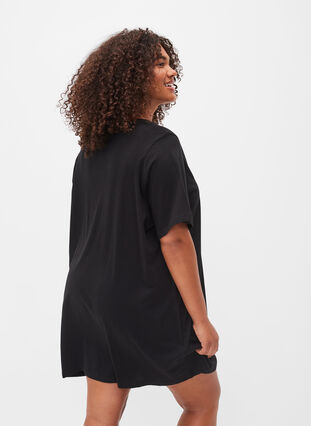 T-shirt de pyjama oversize en coton biologique, Black W. coffee, Model image number 1