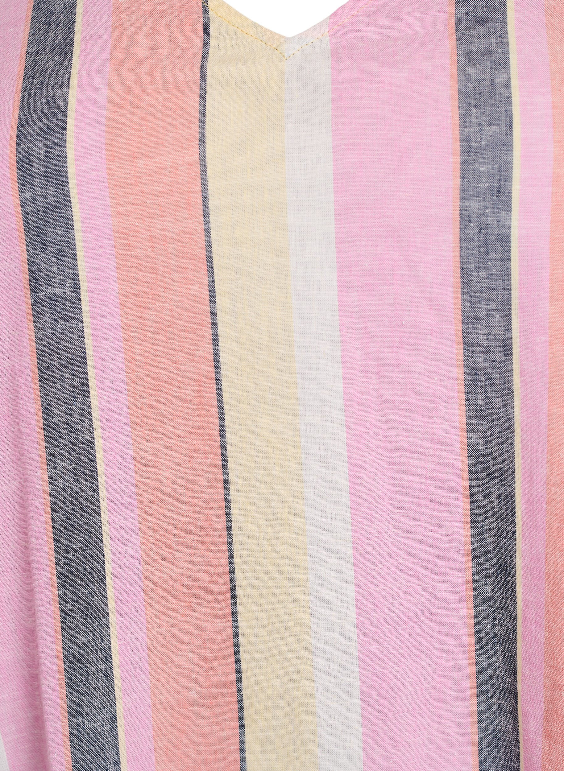 Zizzi Robes courtes en lin et viscose &agrave; manches 3/4, Jaune, Packshot image number 2