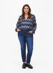 Bedrukte blouse met V-halslijn, Blauw, Model image number 1