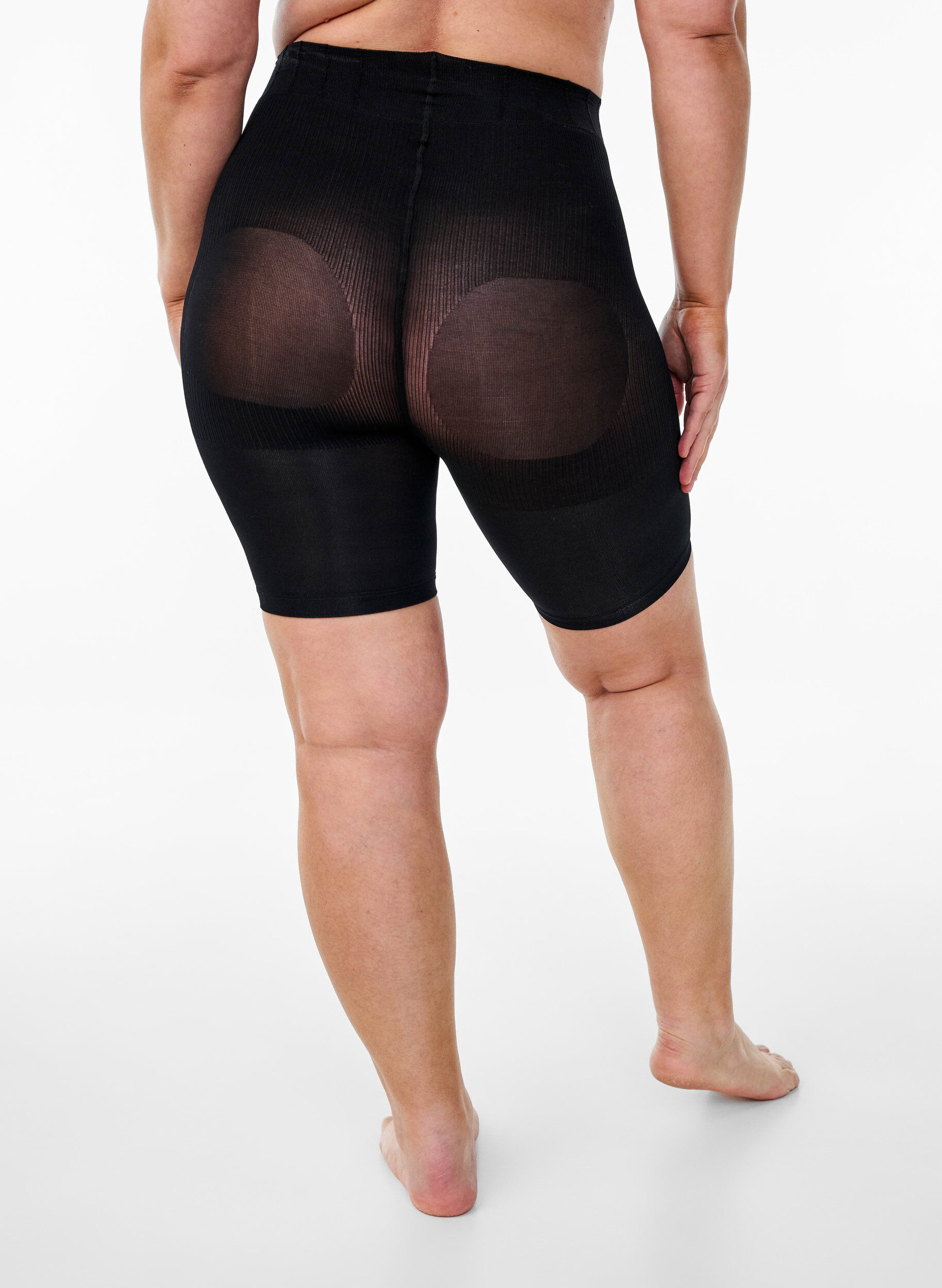 Zizzi2-pack push-up shorts in 60 denier met shaping effect, Zwart, Model image number 1