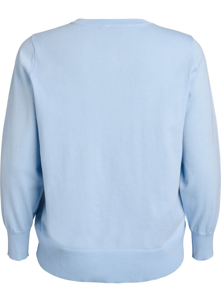 Fijngebreide vest met ronde hals, Blauw, Packshot image number 1