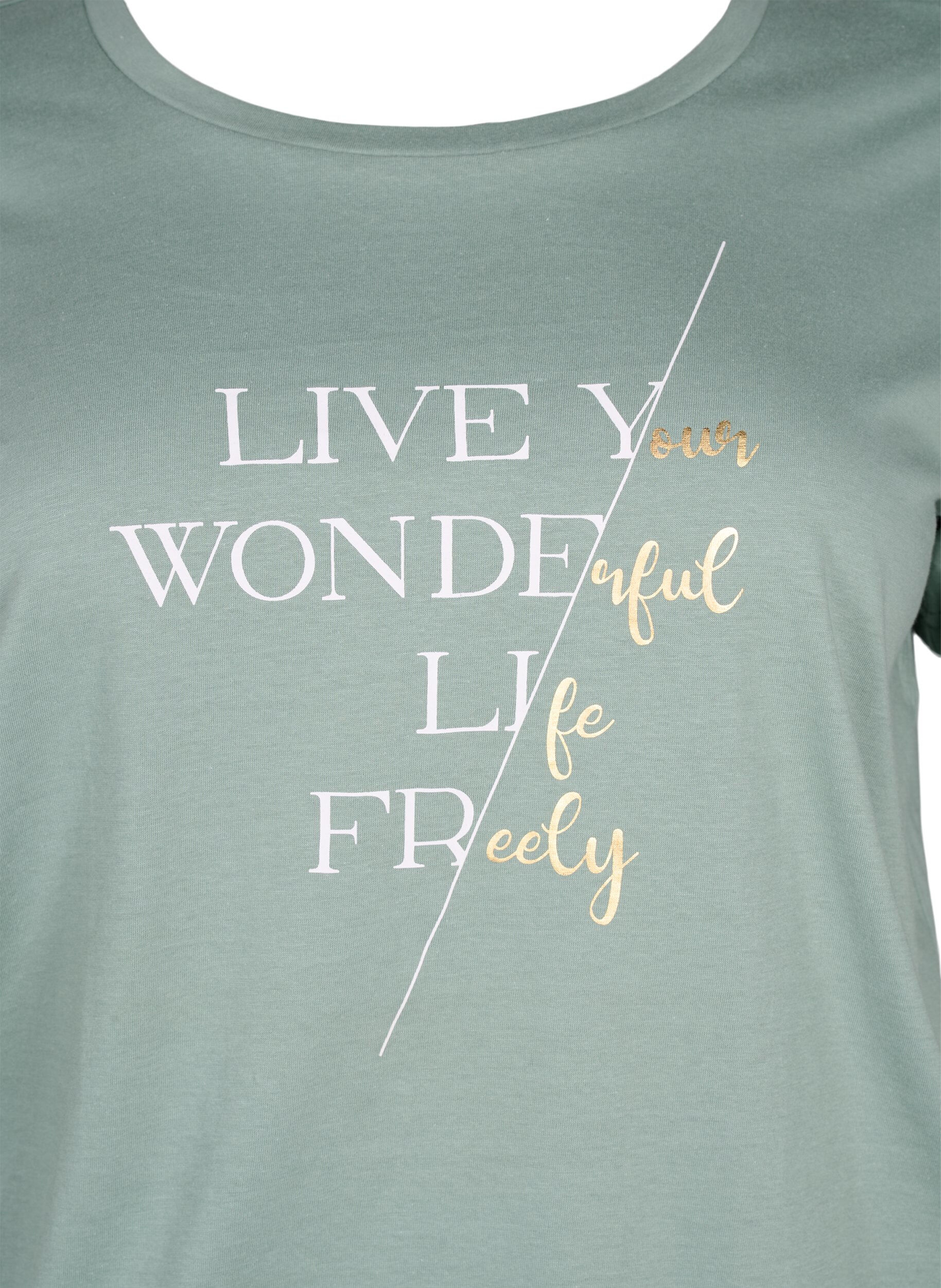 ZizziKatoenen t-shirt met korte mouwen en elastische rand, Chinois G. W. Live, Packshot image number 2